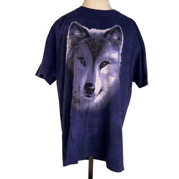 The Mountain Women’s Rare Wolf Print Short Sleeve Cotton T-shirt Retro Casual - Picture 1 of 10